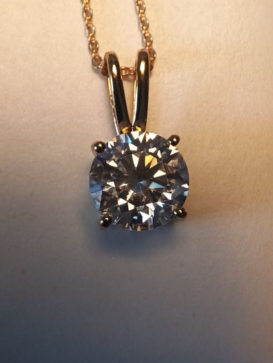 2.5ct. Moissanite Solitaire Pendant and Chain