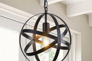 Pendant Light Industrial Globe Farmhouse Lighting Vintage Chandelier Spherical Hanging Ceiling Fixture for Kitchen Island Dining Table E27 Black 1 Light