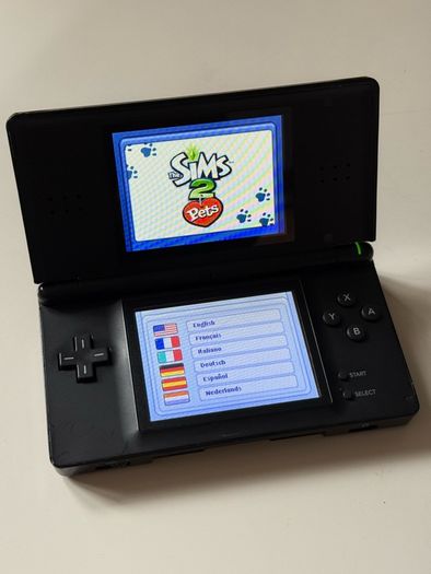 Nintendo DS Lite Black Handheld Console Bundle - Charger & Sims 2 Pets