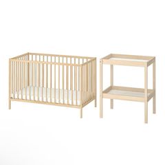 baby cot, mattress and changing table IKEA
