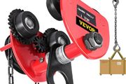 Heavy Duty 2T/4400Lbs Overhead Geared Push Beam Trolley, Red Hoist Lifing Tackle Roller Trolley Hoist Lifting Tackle with Chain