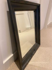Solid Wood Framed Mirror . Rustic Black (65 x 55 cm)