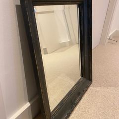 Solid Wood Framed Mirror . Rustic Black (65 x 55 cm)