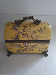 Antique Porcelain Jewelry or Trinket Casket