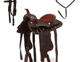 Western Saddle, Headstall&Breast Collar Real Leather Brown