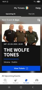 Two(2) standing wolfe tones tickets