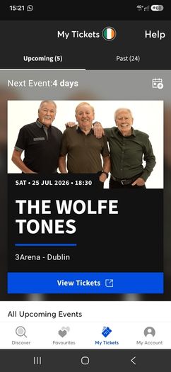 Two(2) standing wolfe tones tickets