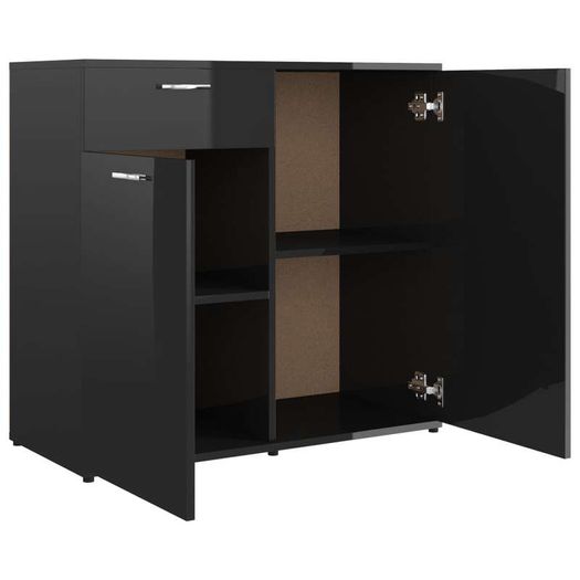 Sideboard High Gloss Black 160x36x75 cm Chipboard