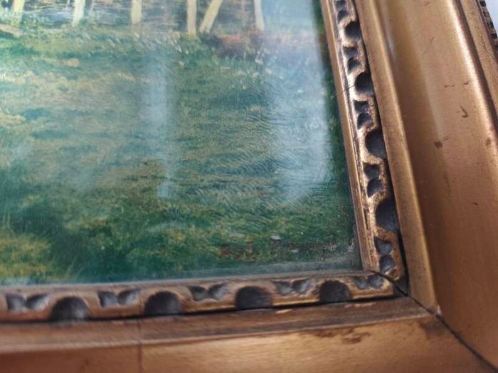 Vintage Mid-Century "Aug. Ahrend Bremen" Cottage Landscape Print