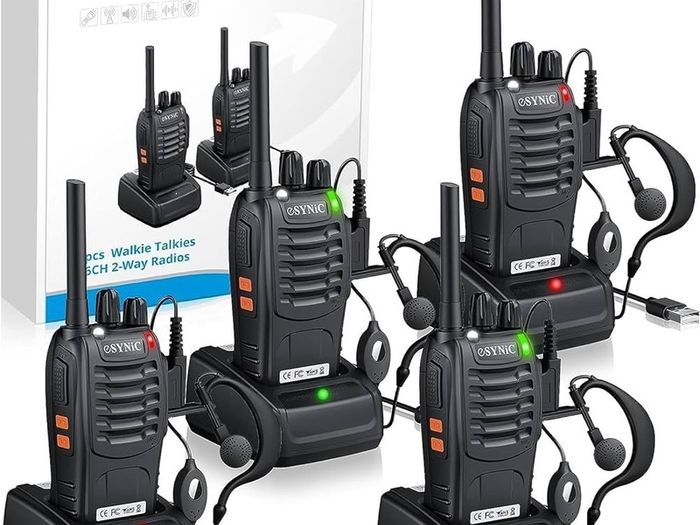 NEW SALE | Walkie Talkies 4Pcs Professional Best Walkie Talkies- 2 Way Radio Long Range Rechargeable Walkie Talkies for Adult With Original Earpieces &16CH Single Band Supports