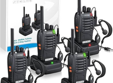 NEW SALE | Walkie Talkies 4Pcs Professional Best Walkie Talkies- 2 Way Radio Long Range Rechargeable Walkie Talkies for Adult With Original Earpieces &16CH Single Band Supports