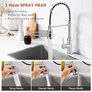 NEW SALE | Brushed Kitchen Tap,Spring Kitchen Taps with Pull Out Spray,3 Spray Modes 360 Degree Swivel High Arc Single Handle Kitchen Sink Mixer Tap with Pull Down Sprayer Image 6