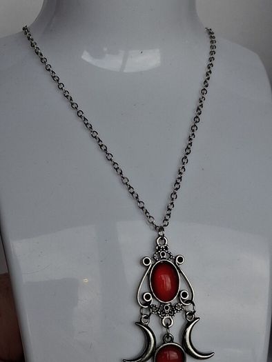 Gothic Triple Moon Goddess Pendant Necklace