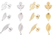 20Pcs 5 Style 2 Colors Stainless Steel Leaf Stud Earring Findings NEW