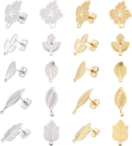 20Pcs 5 Style 2 Colors Stainless Steel Leaf Stud Earring Findings NEW