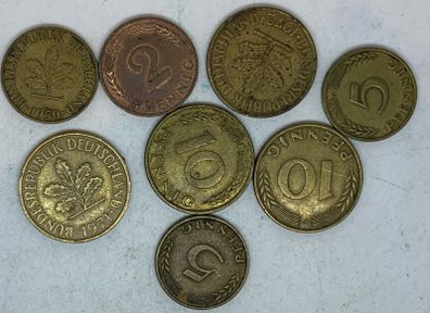 Germany 2 5 10  Pfennig Coin Lot 1950 1971 1949 1969 1972
