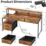 Computer desk with Power Outlet and Drawers Charging Station, LED Light Image 3