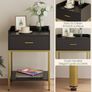 Bedside Table, 3-tier Modern Bedside Table with Storage Drawer and Shelf, Small Side Table for Bedroom, Living Room, Black Image 4