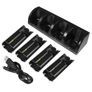 Nintendo Wii Remote Controller QUAD Charging Dock Charge Station with Batteries Black Image 2