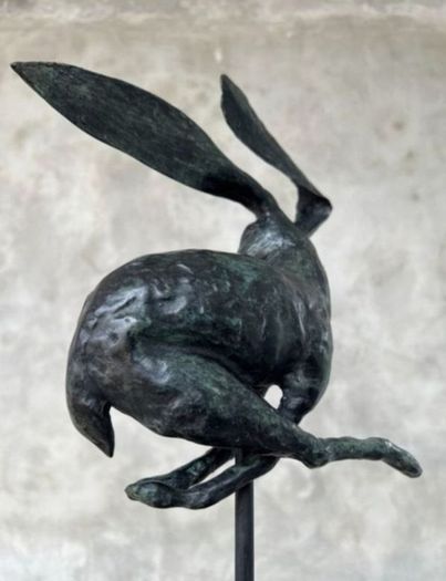 Running Hare (45cm) - Green Speckled Bronze