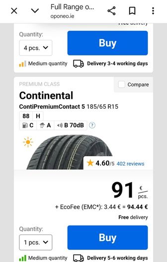 Tyres 185/65 R15