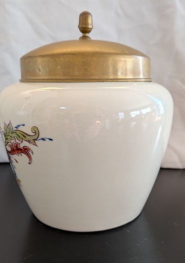 Zenith Gouda 1749 Amphora Pipe Tobacco Jar Humidor Brass Lid Holland c1950