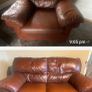 1 & 2 seater brown leather couches for sale Image 3