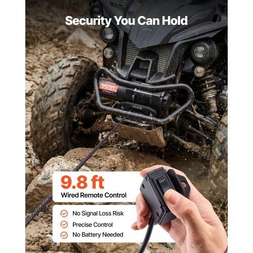 1587 kg Electric Winch, 12V DC ATV/UTV Winch with 5.5 mm x 10 m Synthetic Rope & Wired Remote Control, IP55 Waterproof, Aluminum Housing Fairlead Mount Plate for Towing ATV, Black