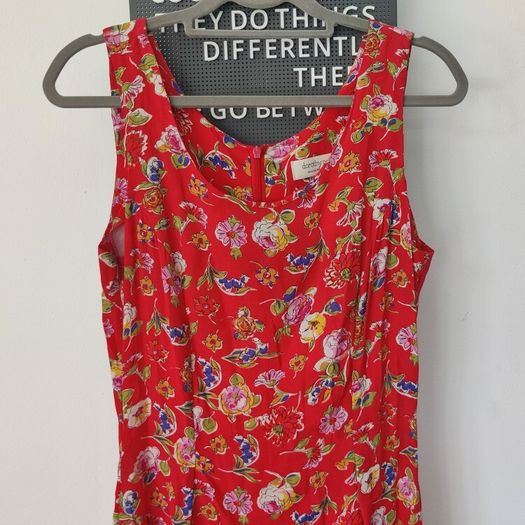 Vintage 1990s Dorothy Perkins red floral print grunge mini dress size 10 summer garden party festival holiday riot grrl