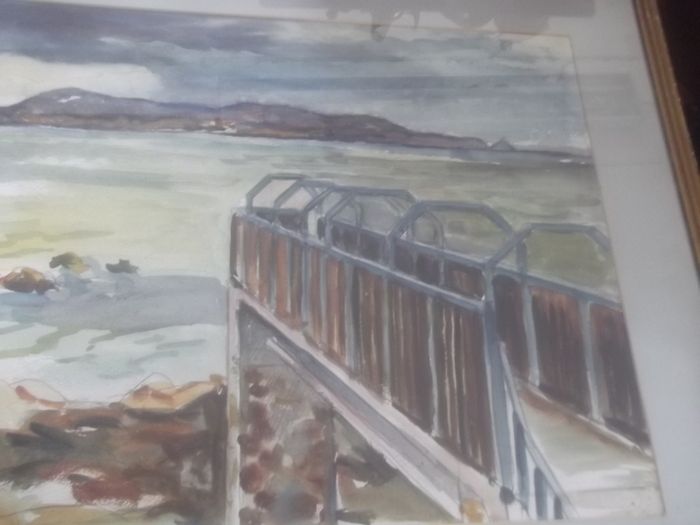 a large water colour of view of howth from sa;thill by  OISIN ROCHE