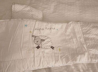 silver cloud cot bumper and duvet, used but in great condition, feel free to view other items we are selling and make an offer on bundling items together