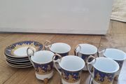 Vintage Greek Porcelain Cups &amp; Saucers