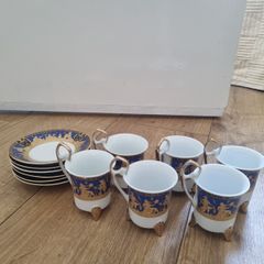 Vintage Greek Porcelain Cups & Saucers