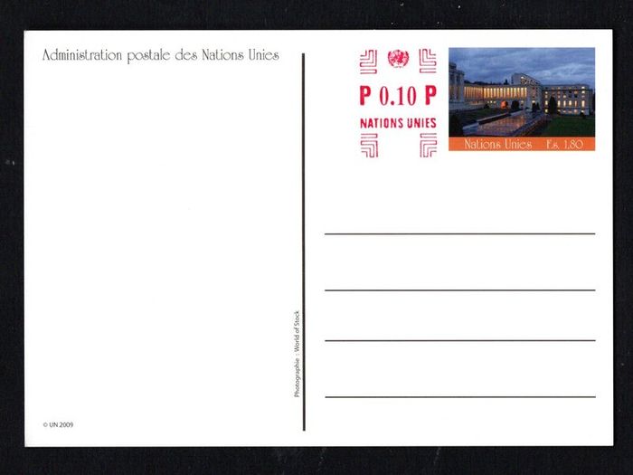 2009 United Nations Geneva (4) postcards showing View of the Office of the United Nations in Geneva both mint and used