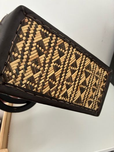 Leather, Wood and Weaving Handbag