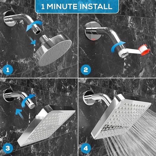 NEW SALE | Fixed Shower Head - High Pressure Rain - Luxury Modern Look - Easy No-Tool Installation - Perfect Adjustable Replacement for Your Bathroom Shower Heads (15 cm Square, Luxury Polished Chrome)