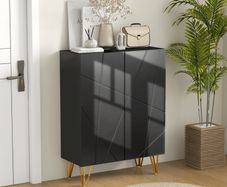 Narrow Shoe Storage Cabinet with Soft-Close Hinges and Adjustable Shelves for 15-20 Pairs of Shoes