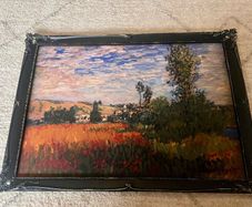 Framed Claude Monet Canvas Print - Poppy Field near Argenteui