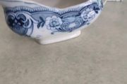 F &amp; Sons Burslem Blue &amp; White Gravy Boat