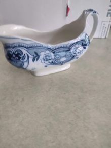 F & Sons Burslem Blue & White Gravy Boat