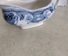 F & Sons Burslem Blue & White Gravy Boat