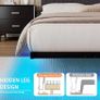 5ft King Bed Frame With USB Charging Station,Dark Grey Floating Bed Frame with Storage Headboard and LED Light,Upholstered Platform Bed Frame Double Size,Noise-Free Strong Slats Image 8