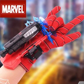 Disney Spiderman Figures Iron Man Captain America Glove Launcher Set Toys Hero Wrist Cosplay Hulk Model Soft Bullet Boy Gifts