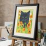 Poppy Field Feline Original Watercolour Painting Image 2