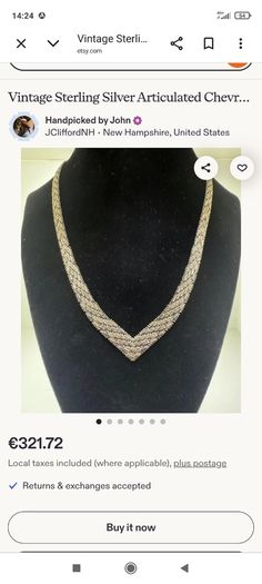 Vintage Chevron silver necklace