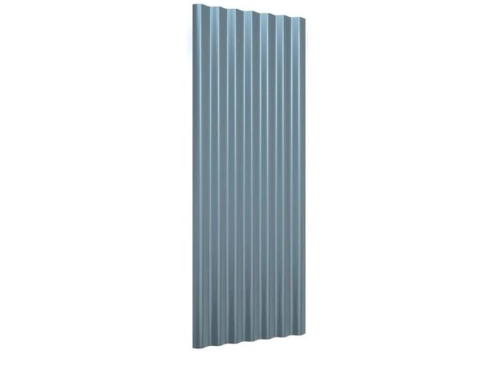 Roof Panels 12 pcs Galvanised Steel Grey 100x36 cm
