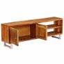 TV Cabinet Solid Wood with Carved Doors 140x30x40 cm Image 6