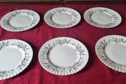 6 Piece Royal Albert Brigadoon Pattern 10.5 Inch Diameter Bone China Gold Gilt First Quality And Original Dinner Plates Made In England