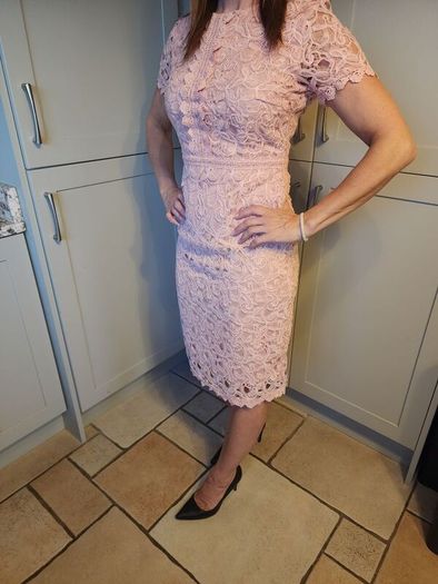 Pink lace effect dress