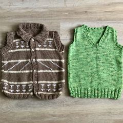 2 hand knit body warmer 4-6y